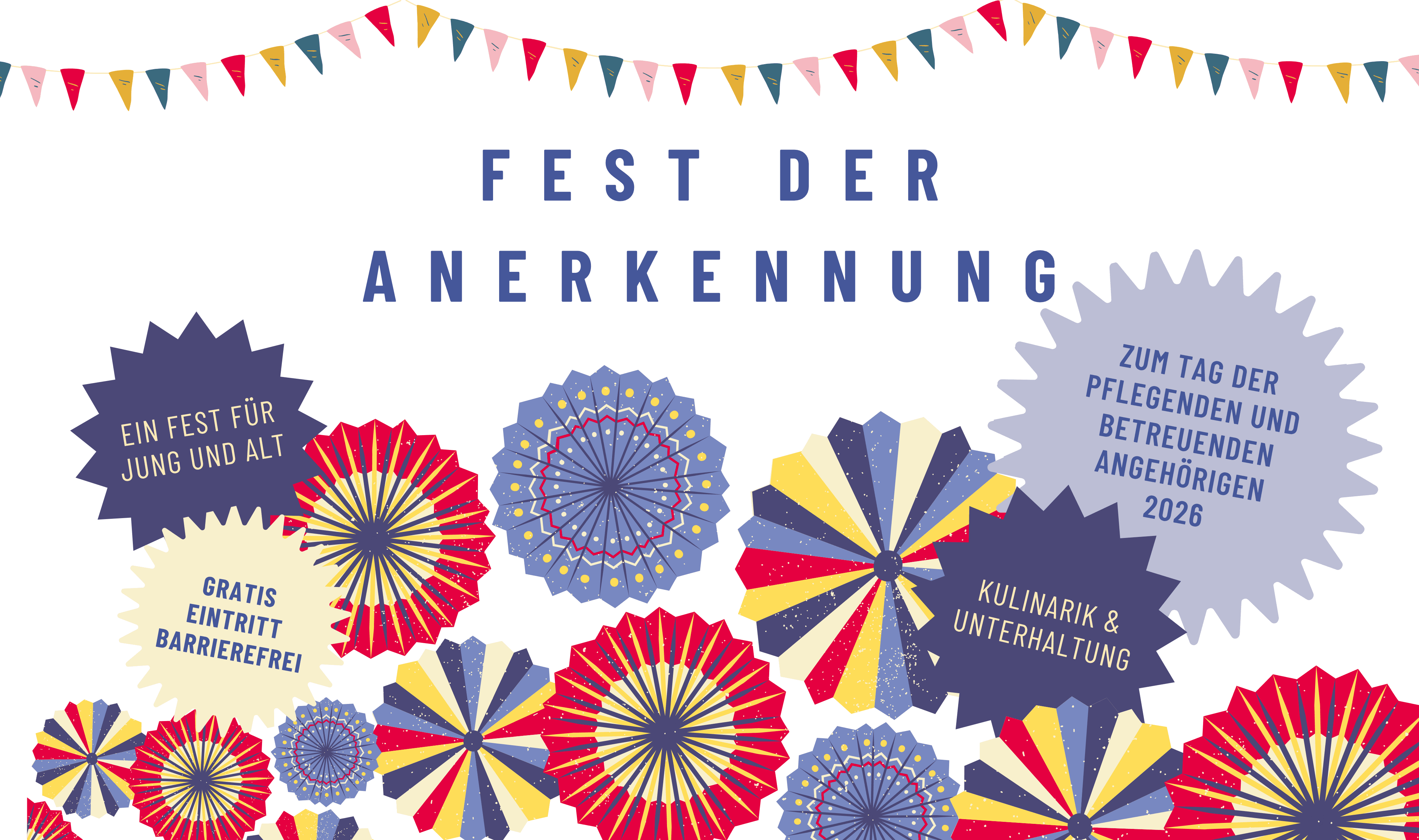 Fest der Anerkennung als Schriftzug mit bunten Zahnrädern als Zierde.